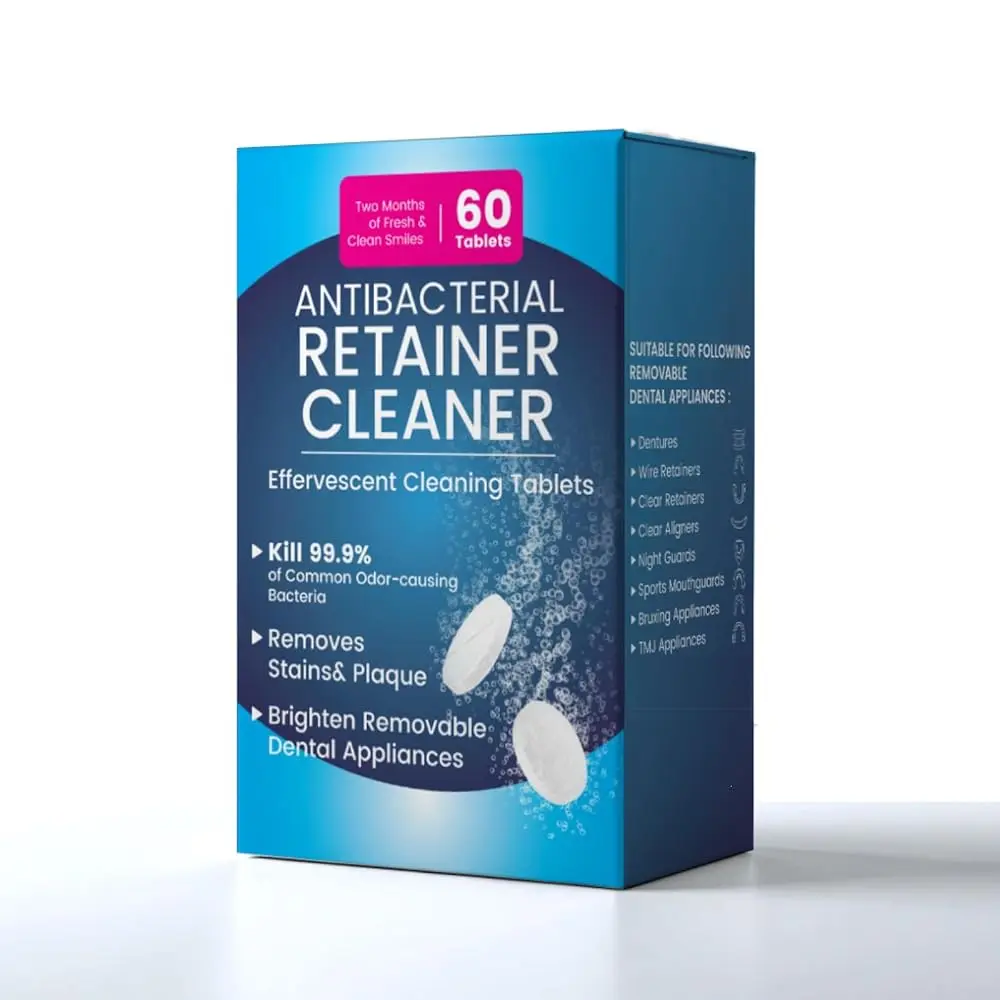 PICKZONE Extra Strength Retainer Cleaner Tablets 60 Pack - Lab-Tested Fast Stain Removal & Odor Eliminator for Dentures, Retainers, Aligners, Braces, Invisalign, Night Guards & Mouthguards