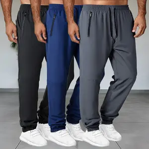 Men's 3-Pack Skin-Friendly Comfortable Leggings - Zipper Pockets, Breathable Fabrics, Casual Style, Outdoor Sports and Daily Matching Excellent Items