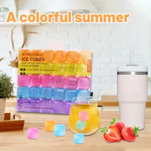 COIZYZZL Reusable Ice Cubes - Long-Lasting Chill for Yeti Thermoses and Coolers, BPA-Free, Easy to Clean, Keeps Drinks Cold Without Dilution, with Resealable Bag Pack Of 30/60 pcs