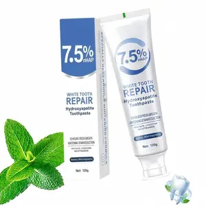 This toothpaste contains 7.5% hydroxyapatite, providing advanced enamel protection and repair. It's fluoride-free, offers deep cleaning, and features a refreshing mint-infused whitening effect.