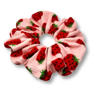 Strawberry Ribbed Scrunchie