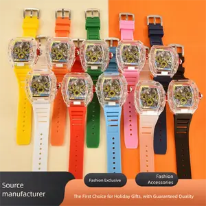 Best-selling Richard 3D Color Series Fashion Trend Quartz Watch for Men, Transparent Colorful Barrel-Shaped Women's Wristwatch, Fashion Accessory, Holiday Gift