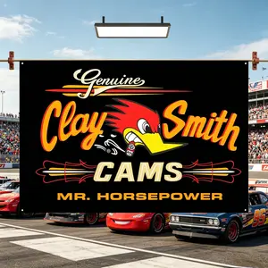 1pc Genuine Clay Smith CAMS Mr.Horsepower Flag - Vibrant Red & Yellow Cartoon Bird Design, Durable Polyester Wall Hanging for Home, Bedroom, Outdoor, or Concert Decor,Home Wall Art|