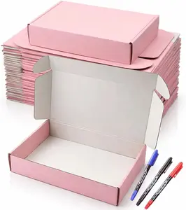 :23-Pack Pink Mailer Boxes with 3 color marker pens, 9x6x2" Small Shipping Boxes for Small Business, Corrugated Cardboard Gift Packing Boxes, Crushproof Literature Mailers, Eco-Friendly Mailing Boxes for Shipping & Crafts