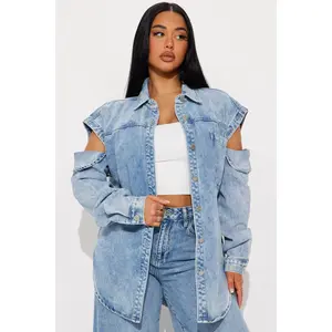 Feeling Grunge Denim Shacket - Light Wash
