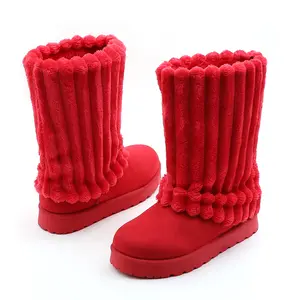 Women's Winter Warm Boots Fold-Over Thick-Sole Snow Boots Suede Velvet Soft Fleece Lining Wide-Fit Mid-Calf Boots Round-Toe Design Fashionable Women's Shoes Comfortable and Warm Slip-On Style Versatile Casual Women's Shoes
