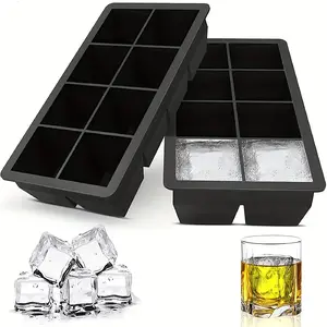 Silicone Ice Cube Tray with Removable Lid - 8 Grids, Reusable for Whiskey & Cocktails, Keeps Drinks Chilled - Essential Kitchen Gadget for Apartments & Christmas Parties Mold Utensils fiestaware Container