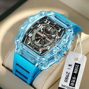 Hot-selling High-end Men's Watch Transparent Barrel-shaped Quartz Watch Luminous fashion Trend Watch Holiday Gift fashion Accessories