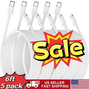 5Pack 6ft Fast Charger Cable Type USB C PD Cord for iPhone 14 13 12 11 Pro Max US Seller Fast Shipping High-Speed Power Delivery New C94 Connector Durable Flexible