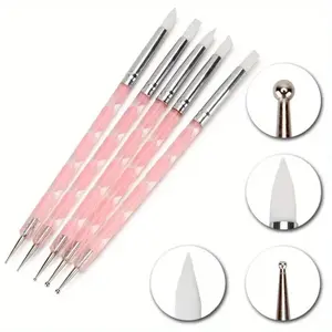 Nail Art Silicone Point Flower Nail Pen Stainless Steel Nail Art Dotting Tools Marbleizing Painting Manicure Tool NEW Nail Art Set