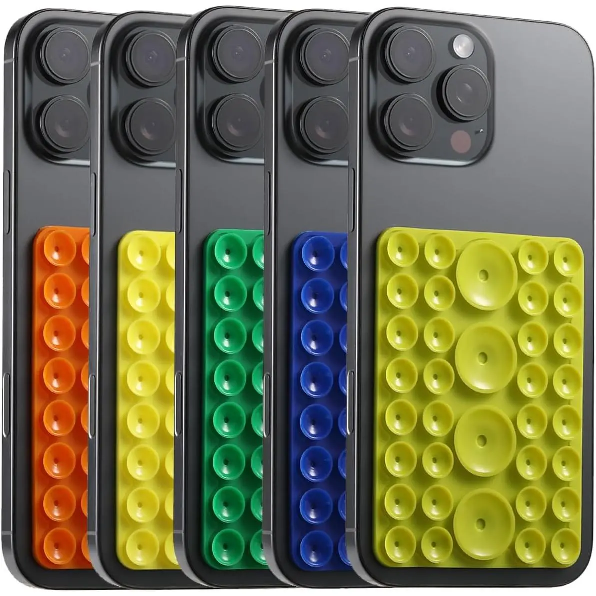 Octo Suction Buddy Phone Case Mount,  Suction Cup Phone Sticky Grip for Selfies and Videos, Hands-Free Phone Accessories for  and Android (Green, 5 count)