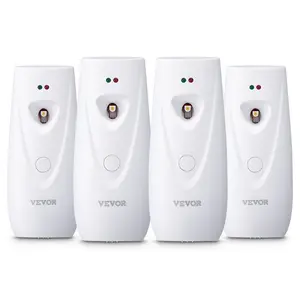 VEVOR Automatic Air Freshener Spray Dispenser, 4-Pack, Wall Mounted or Free Standing, Battery Operated, Multiple Time Settings for Home, Indoor, Bathrooms, Offices, Hotels, Commercial Places, White