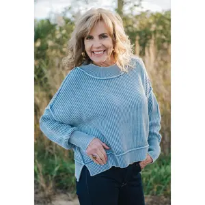 Harley Cropped Sweater Dusty Blue