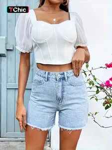 Women's Denim Shorts, Fashion Casual High Rise Shorts for Daily Outdoor Wear, Ladies Bottoms for Summer