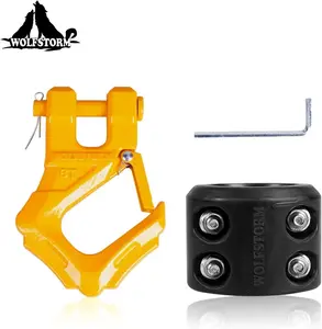 WOLFSTORM 3/8-9/16 Inch Winch Cable Hook Stopper and Heavy Duty Carbon Steel Winch Hook