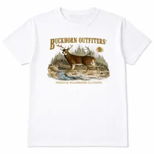 Vintage 90's Whitetail Deer Buckhorn T-Shirt, Vintage Graphic Tee, Unisex Cotton Crewneck Tshirt - Medium, Short Sleeve, Casual Streetwear Printed Tee Menswear Top