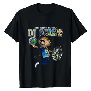 DJ Screw Hip Hop Gift For Fan Black Shirt, Rap Tee, Heavy Cotton Fabric, Gift For Fan Menswear Top Streetwear Crewneck Canvas Seamless