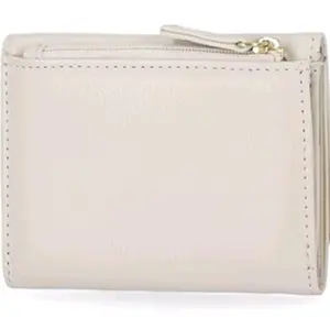 Mundi Mini Wallet in Birch White - Faux Leather, 4 Slot Indexer Wallet, Snap Closure, 1 Back Zip Pocket & 1 Inside Bill Pocket