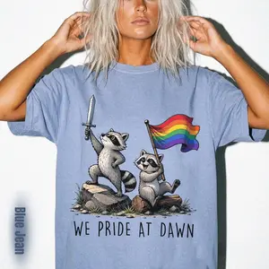 We Pride At Dawn Raccoon Rainbow Flag T-shirt Comfort Colors Lgbtq Pride Apparel
