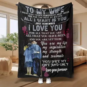 Flannel Blanket for Wife Love Declaration, Large Size, Soft and Lightweight, Perfect for All Seasons, Ideal Gift for Home and Travel, Cozy Throw Blanket