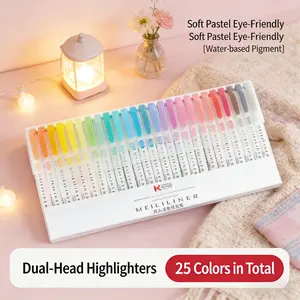 Haocai Pale Highlighter Double Head Water-based Color Highlighter Candy Color Student Marker Office