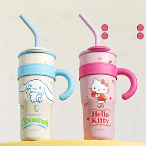 Sanrio Hello Kitty 1200ml Insulated Cup with Straw - Keeps Drinks Warm or Cool - Perfect for Hot and Cold Beverages - Ideal for Everyday Use - Large Capacity - Convenient Sipping - Beloved Character Design