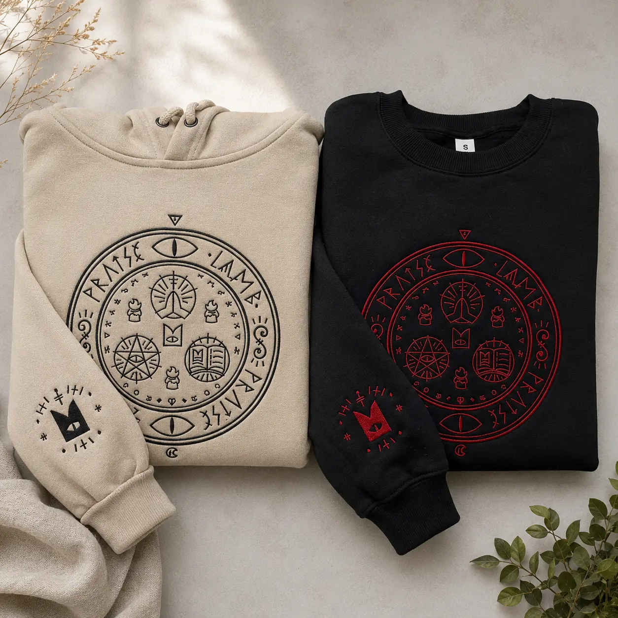 Cult of the Lamb Embroidered Hoodie, Praise The Lamb Sweatshirt, Video Game Merch, Red Crown Ritual Circle Gamer Gift.