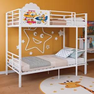 [Bellemave] Twin Size Metal Bunk Bed| Converted to 2 Independent Beds| Safety Guardrails & Ladder| Easy Assembly