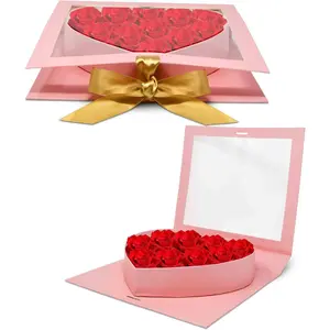 Pink Heart Gift Box with Clear Window – Fillable  Packaging for Flowers, Candy & Chocolate Gifts