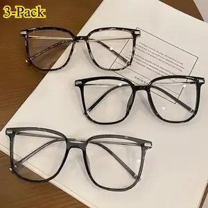 3-Pack Y2K Retro Square & Small Oval Tortoise Shell Glasses for Women & Men – Lightweight TR Zinc Alloy Frame, UV400 Vintage Unisex Eyewear Ideal for Work, Study, Travel & Daily Casual Outfits