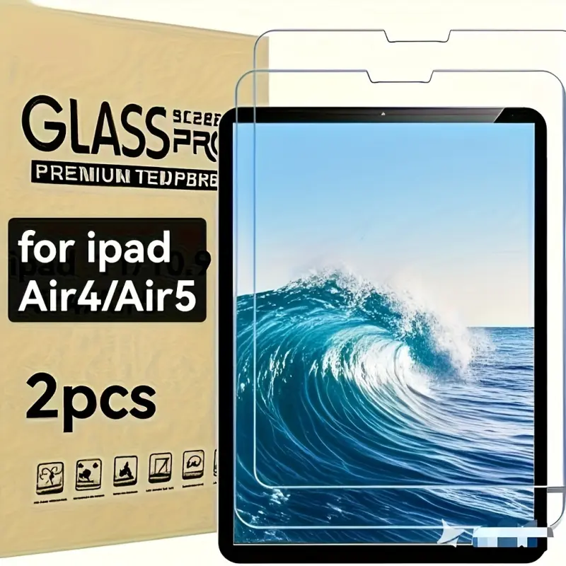 2-piece screen protector compatible with For iPad Air4/Air5 10.9-inch, tempered glass protector with a hardness of 9H, anti fingerprint, scratch and impact resistance, easy installation, smooth touch, and strong durability