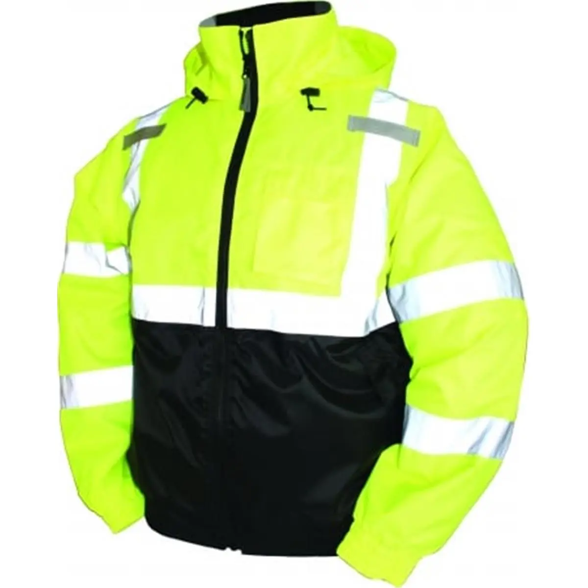 212 MAIN Tingley Rubber Bomber Class 3 High-Visibility Roll-Away Waterproof Jacket - Extra Large, Lime Green (J26112.XL) with Reflective Safety Vest