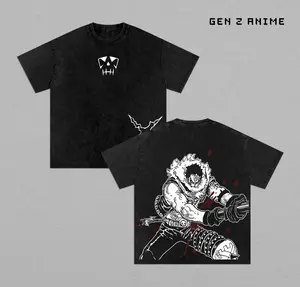 Charlotte Katakuri Mochi Power Vintage Washed Oversized T Shirt, One Piece Anime Graphic Tee, Future Sight Haki Streetwear, Double Sided Print Heavyweight Cotton