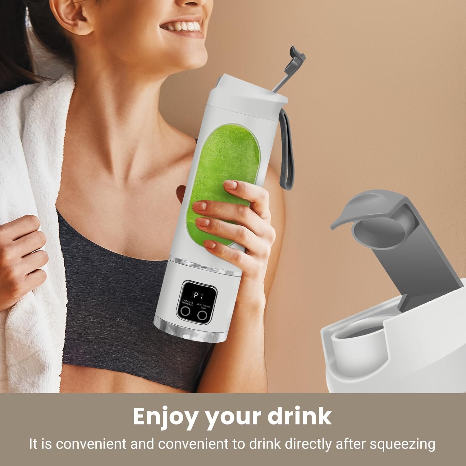 Portable Blender for Shakes and Smoothies - 500ml USB Rechargeable Personal Maker, Mini Electric Juicer Cup for Protein Drinks & Fruit Blending, Compact Travel & Home Kitchen Appliance (Home Supplies, Party Gift Option)