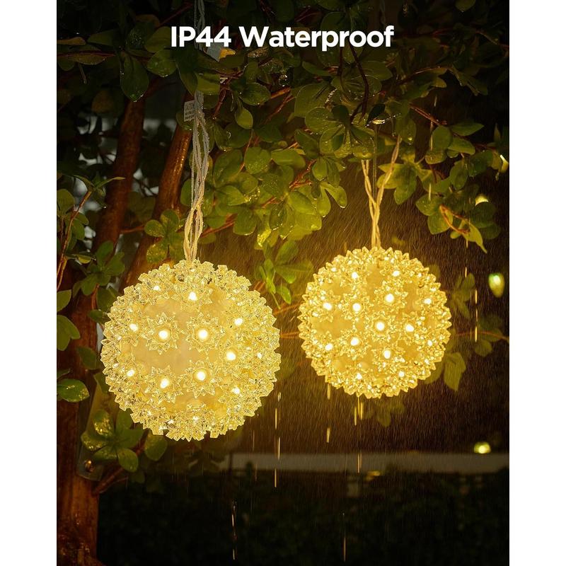 Outdoor Christmas Decorations-Starlight Sphere, Replaceable Bulbs with Add-On Plug,Lighted Sphere Balls for Trees Party Wedding Patio Indoor Decorations 5.5in-3pc 50 LED(Warm White)