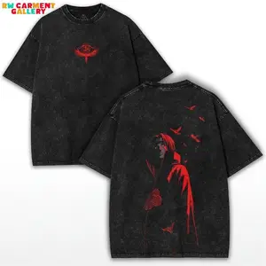 Elevate Your Style with the Itachi Anime Graphic Tee – Premium Black Wash Tee Featuring Iconic Uchiha Sharingan Eyes, Perfect for Devoted Anime Fans and Streetwear Enthusiasts