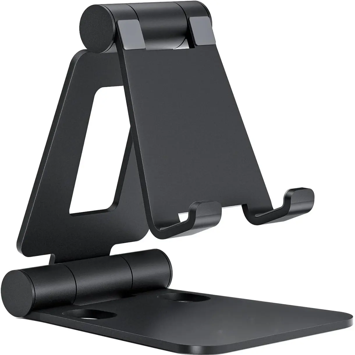 Dual Folding Cell Phone Stand, Fully Adjustable Foldable Desktop Phone Holder Cradle Dock Compatible with iPhone 17 16 15 14 13 12 11 Pro Max Xs Xr X 8, Nintendo Switch, All Phones