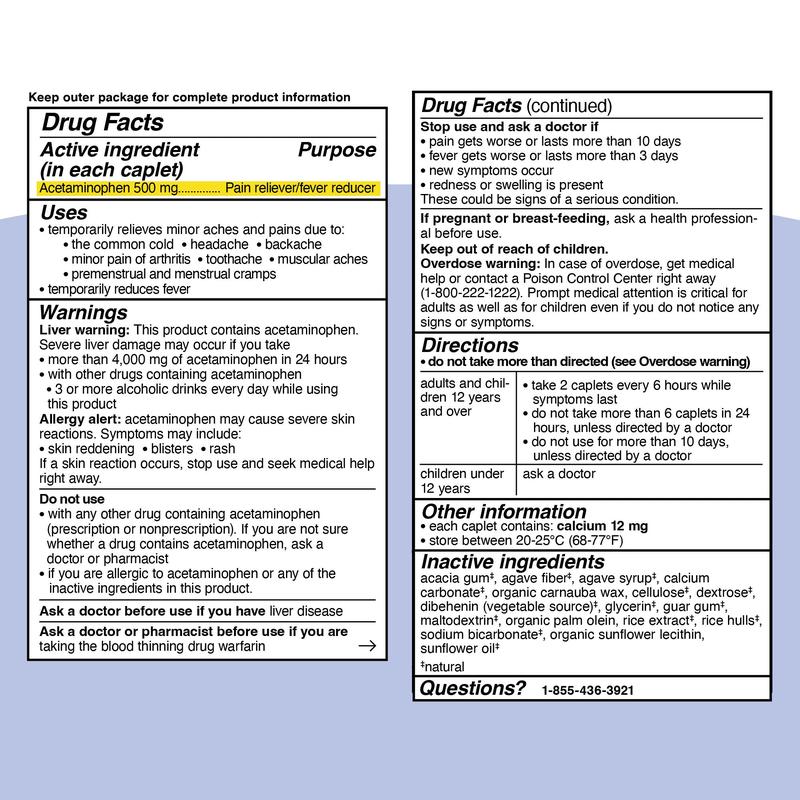 Genexa Clean Acetaminophen 500mg Extra Strength | Dye Free Pain Reliever Fever Reducer | 0% Artificial Additives | Pain Medicine for Adults | Relieves Headache, Backache, Minor Arthritis Pain, Menstrual Cramps