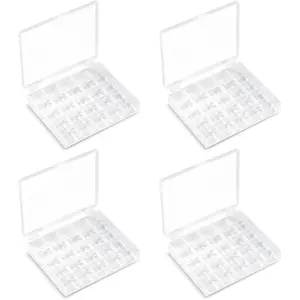 25 Slots Bobbin Organizer, Transparent Plastic Bobbin Case, Empty Spools Box For Sewing Supplies, 4 Pack, Compatible With Class 15 & SA156 Bobbins
