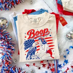 Comfort Colors® Boop Eagle T Shirt, Funny Patriotic Vintage Girl Boop Eagle Graphic Tee, 4th July Retro America Shirt, Patriotic gift