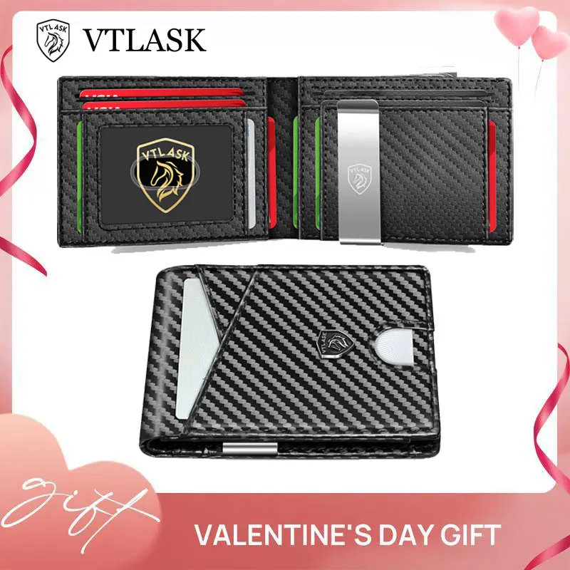 VTLASK Men's Slim Wallet with RFID Blocking Men gifts Holidays Best Gift Ideas