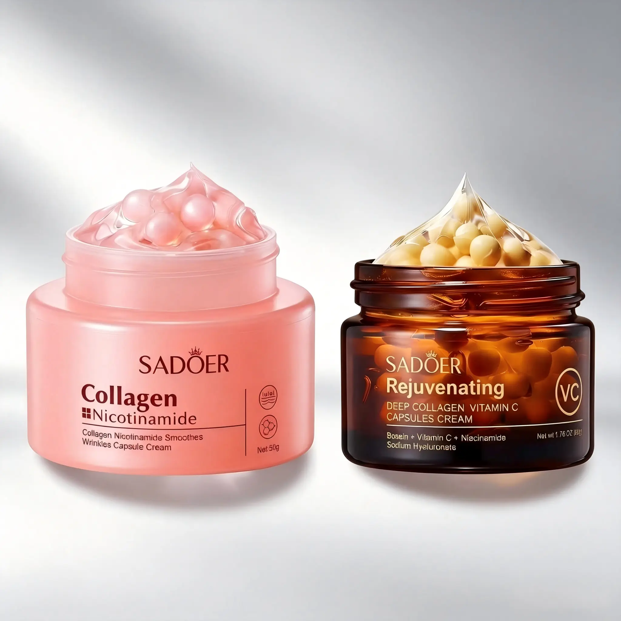 Collagen & VC Capsule Cream Bundle by, DeepMoisturizing & Softening Face Care Set, Nourishing DailyHydration Duo with Gentle Formula