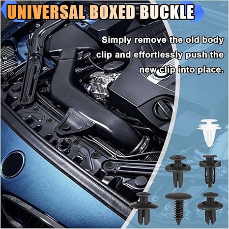 100 PCS Bumper Push Fasteners Rivet Clip Kit, ABS Retainer Expansion Screws with Removal Tool, 6 Popular Sizes Fenders/Body Fixing Clips, Universal for Most Cars, Trucks, SUVs (Black&White)
