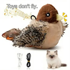 Cat Toy Bionic Fluttering Bird with Realistic Bird Sounds, Rechargeable Touch Activation, Interactive Fun for Cats, Hours of Playtime,Contains Catnip