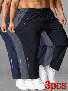 Men's Quick Dry Ice Silk Joggers, Lightweight Athletic Sweatpants with Zipper Pockets, Casual Workout Pants for Gym, Hiking, Daily Wear, Fitness Trousers