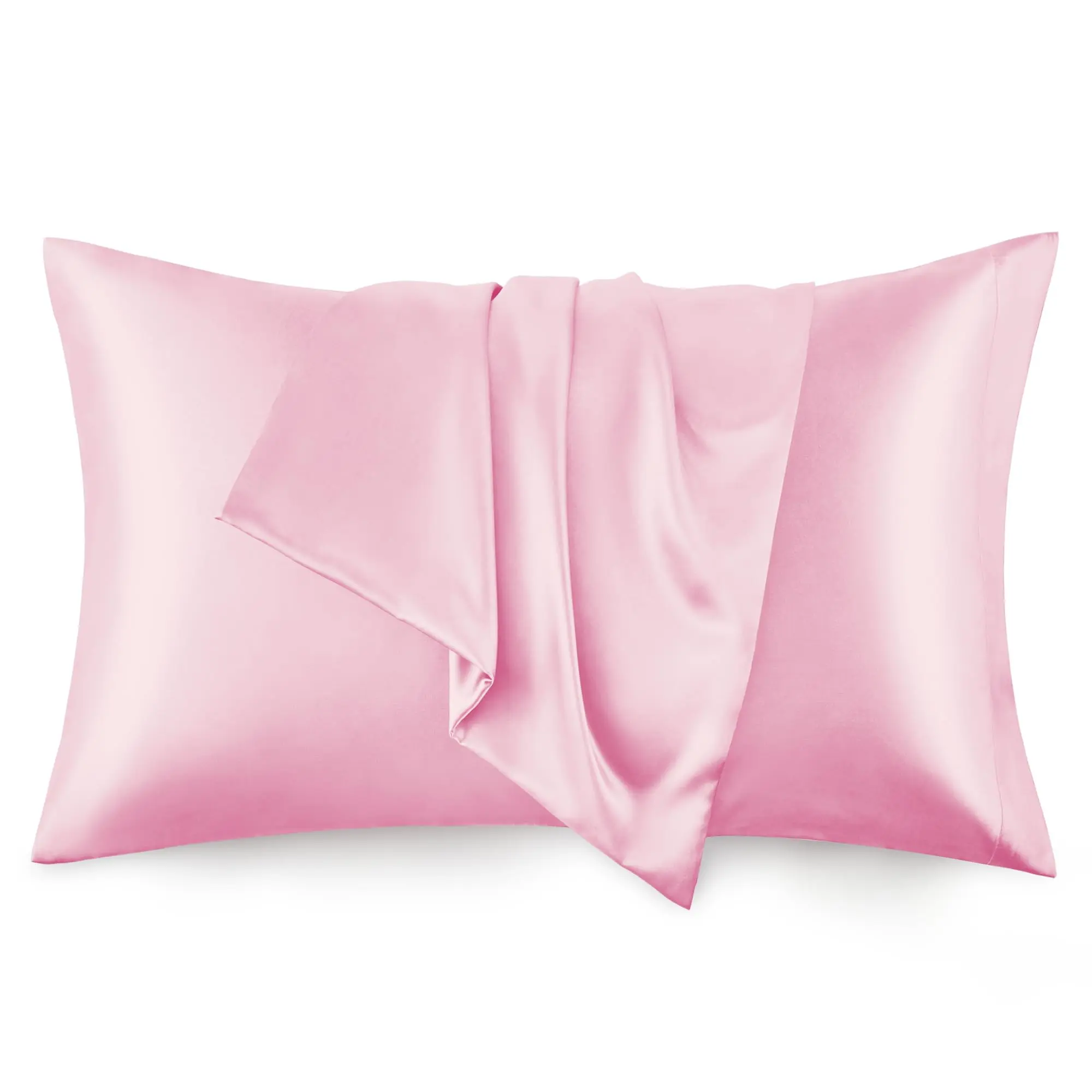 Pink Satin Pillowcase Set (2-Pack), Queen Size 20x30 in, Envelope Closure, Hair & Skin Benefits, Soft Bedding Pillowcases