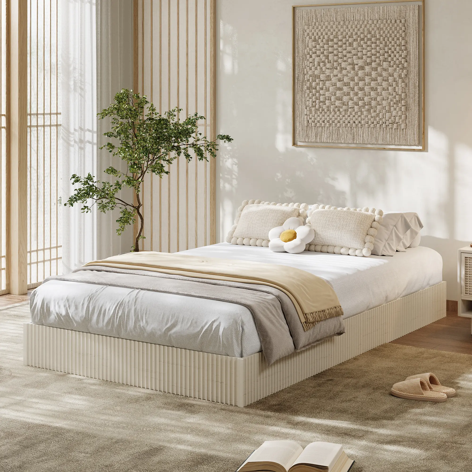🪑Noise-Free Wood Platform Bed Frame | No Headboard, Easy Assembly, No Box Spring (Only Frame, No Mattress)