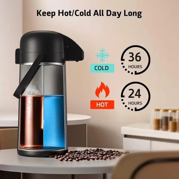 102 OZ/3L Insulated Airpot Coffee Percolator Carafe with Pump - Stainless  Steel Thermal Dispenser Urn for Hot Coffee, Tea, Water & Chocolate -  Perfect Drinkware for Parties - TikTok Shop