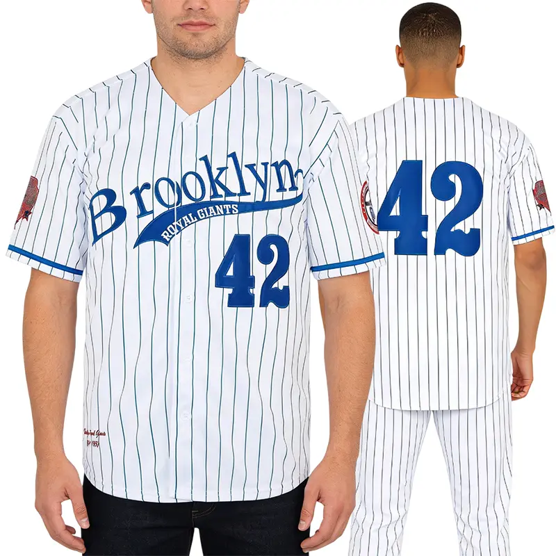 Men's Royals #42 Legend Baseball Jersey with Sewn Embroidery, Retro Hip Hop Polyester Fan Sportswear, Sizes S-3XL, Brooklyn, Do Not Dry Clean, Wide, Plus-Size Baseball, Retro Jersey Baseball