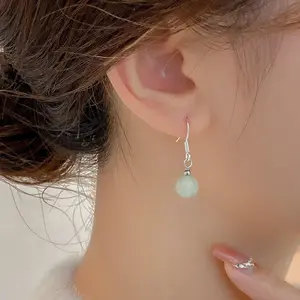 natural jade Waterproof Hook Earrings,Minimalist Simple Unique Earrings for galentine's party valentine’s day gift,fashion zirconia earrings,anniversary holiday jewelry,gift for women